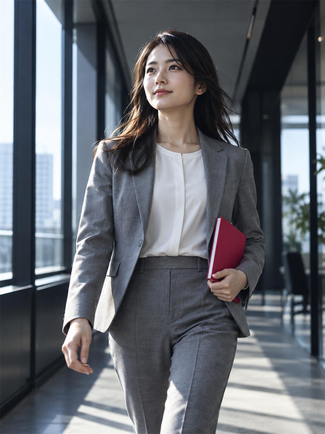 前を向いて歩く社員