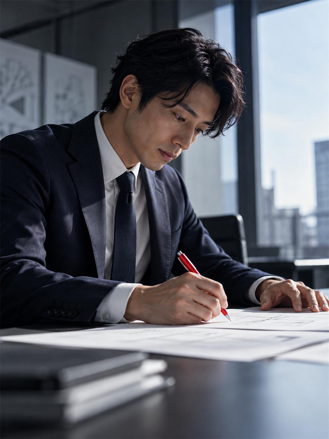 ワークシートに書き込む手元