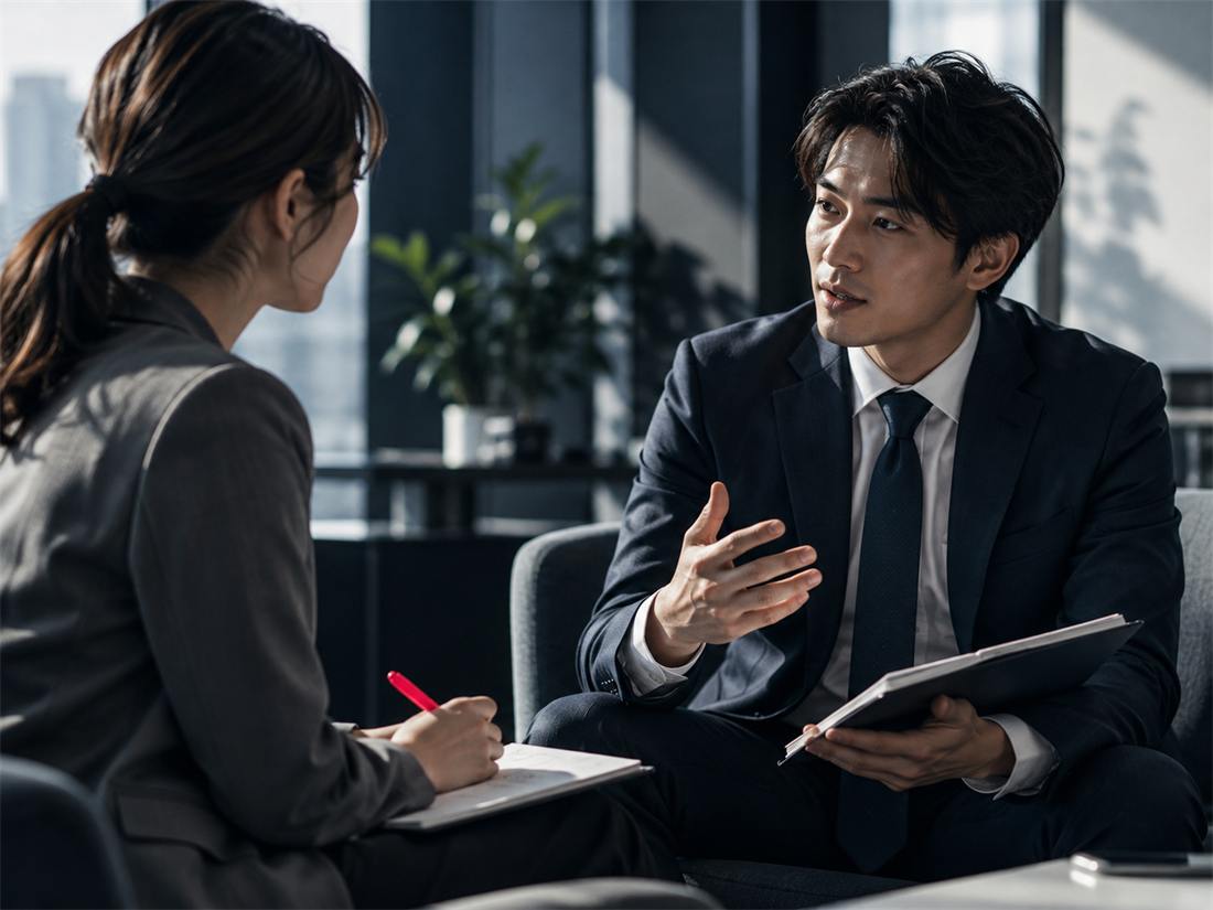 2人1組で話す研修の場面