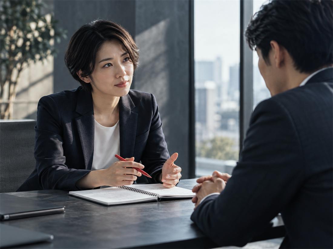 向き合う2人の手元