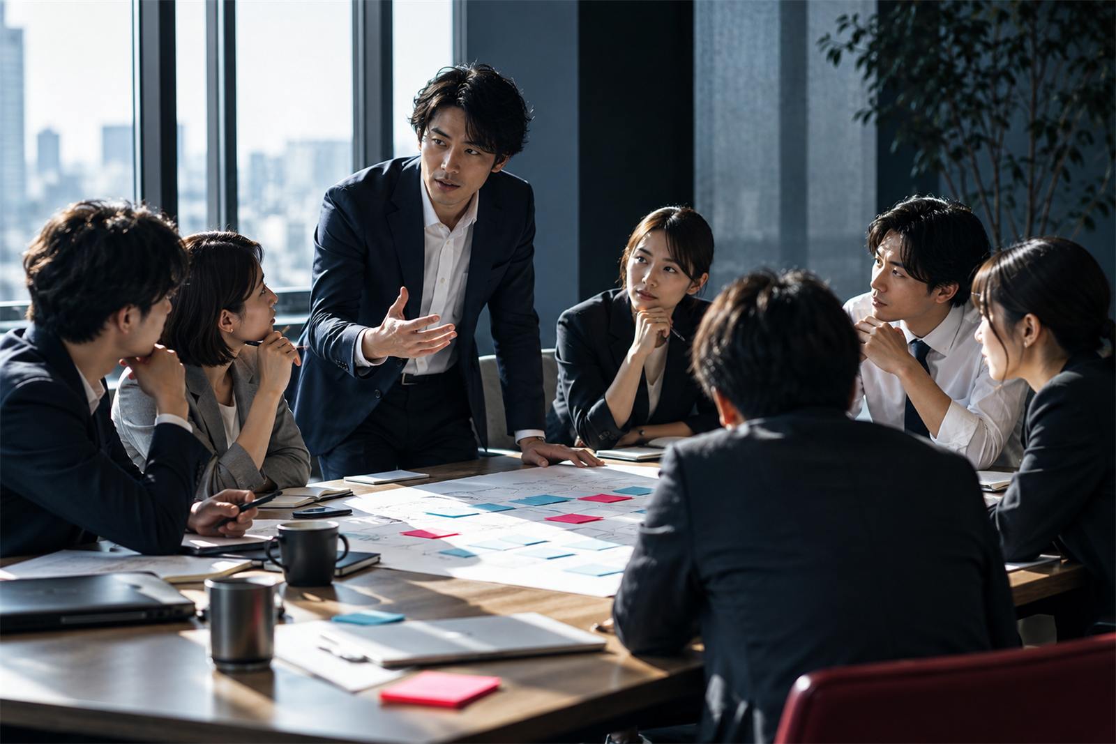 付箋を前に議論する研修の参加者